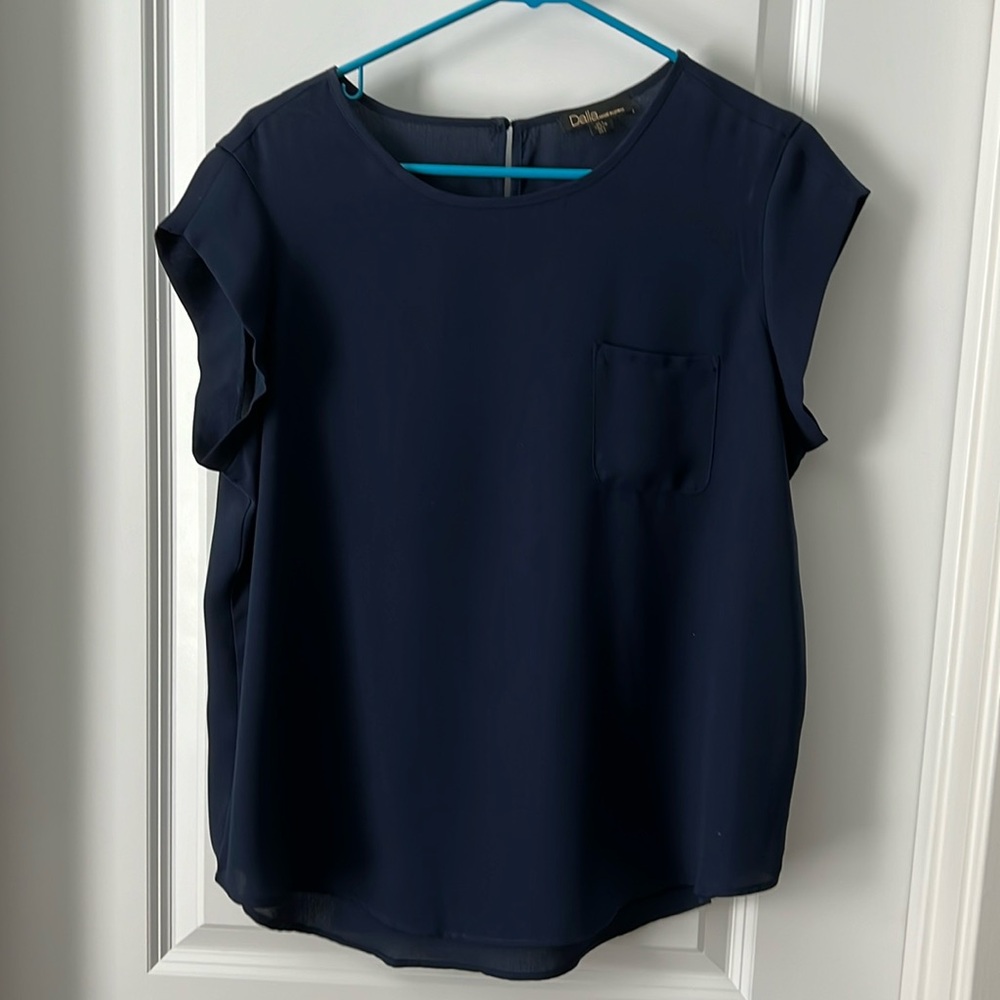 Dalia Navy blue Cap Sleeved blouse